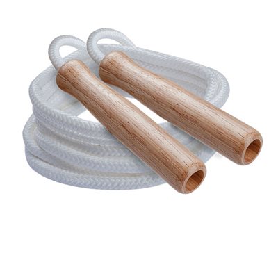 Corde à sauter, poignées en bois, 9'