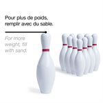 10 quilles en plastique blanches et 1 boule de 5 lb