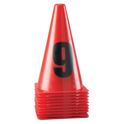 10 cônes numérotés 0-9, 9" 10 cônes numérotés 0-9, 9"