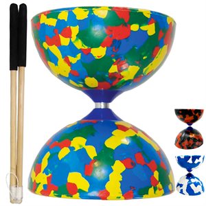 Diabolo en caoutchouc Arlequino avec baguettes, 10 cm (4")