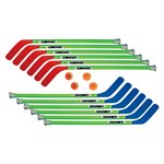 12 bâtons de hockey 36", 2 balles, 2 rondelles