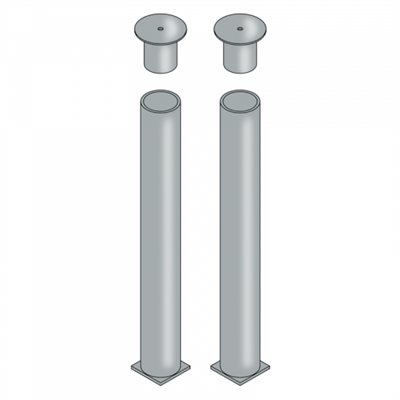 Paire d'ancrages extérieurs galvanisés avec couvercle, 2-3 / 8"
