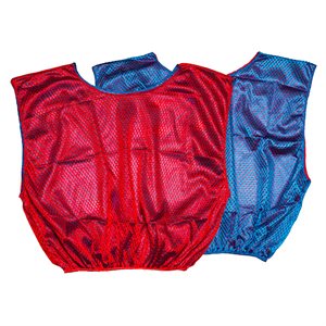 Dossard réversible en nylon bleu et rouge pour adultes