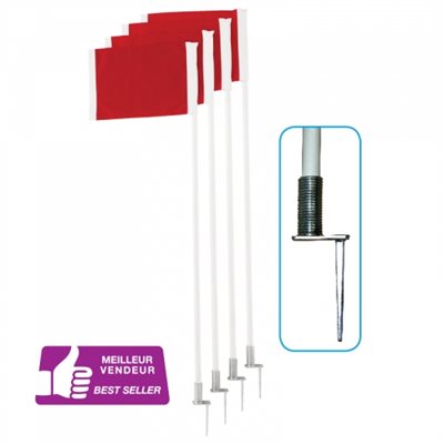4 poteaux en PVC avec fanions 4 poteaux en PVC avec fanions