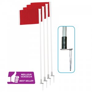4 poteaux en PVC avec fanions
