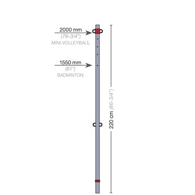 Poteau de mini-volleyball et badminton pour le primaire, 1-7 / 8"