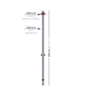 Poteau de mini-volleyball et badminton pour le primaire, 1-7 / 8"