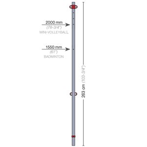 Poteau de volleyball et badminton en zinc pour le secondaire, 1-7 / 8"