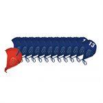 12 bonnets numérotés de 1 à 13 , bleus